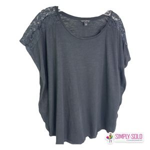 Banana Republic Women's Blouse Short Sleeve T-Shirt Black Cotton Cap Sleeve Sz L